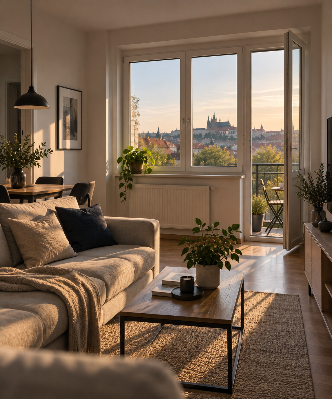 Správa nemovitostí Praha – zařízený byt s výhledem na Pražský hrad